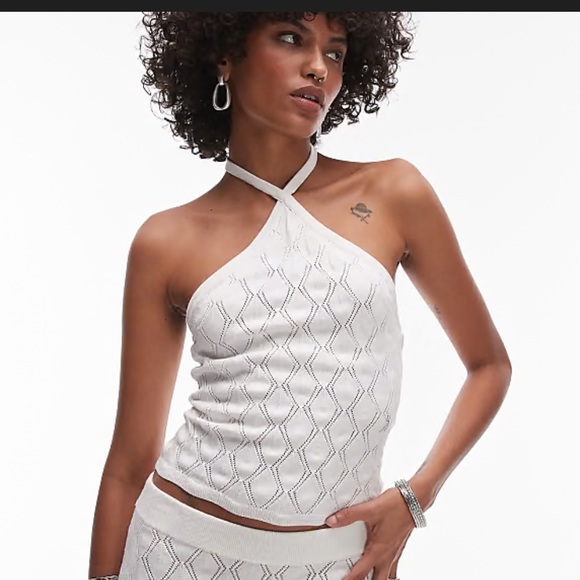 ASOS Tops - ASOS Rhythm Daisy White Knit Halter Top Women’s Size: XS Shoulder